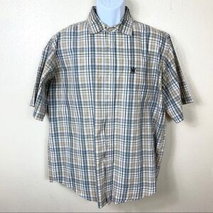AVIREX Men’s Plaid Shirt Gray buttons down L